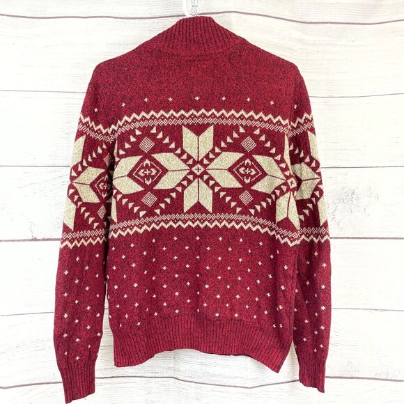American Eagle Outfitters Sweater Red Aztec size S Fair Isle Quarter Henly - Picture 5 of 8
